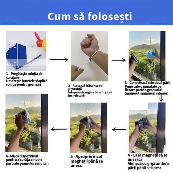 MagnetiClean™ — Curățător Magnetic Geamuri (Dublă Față)