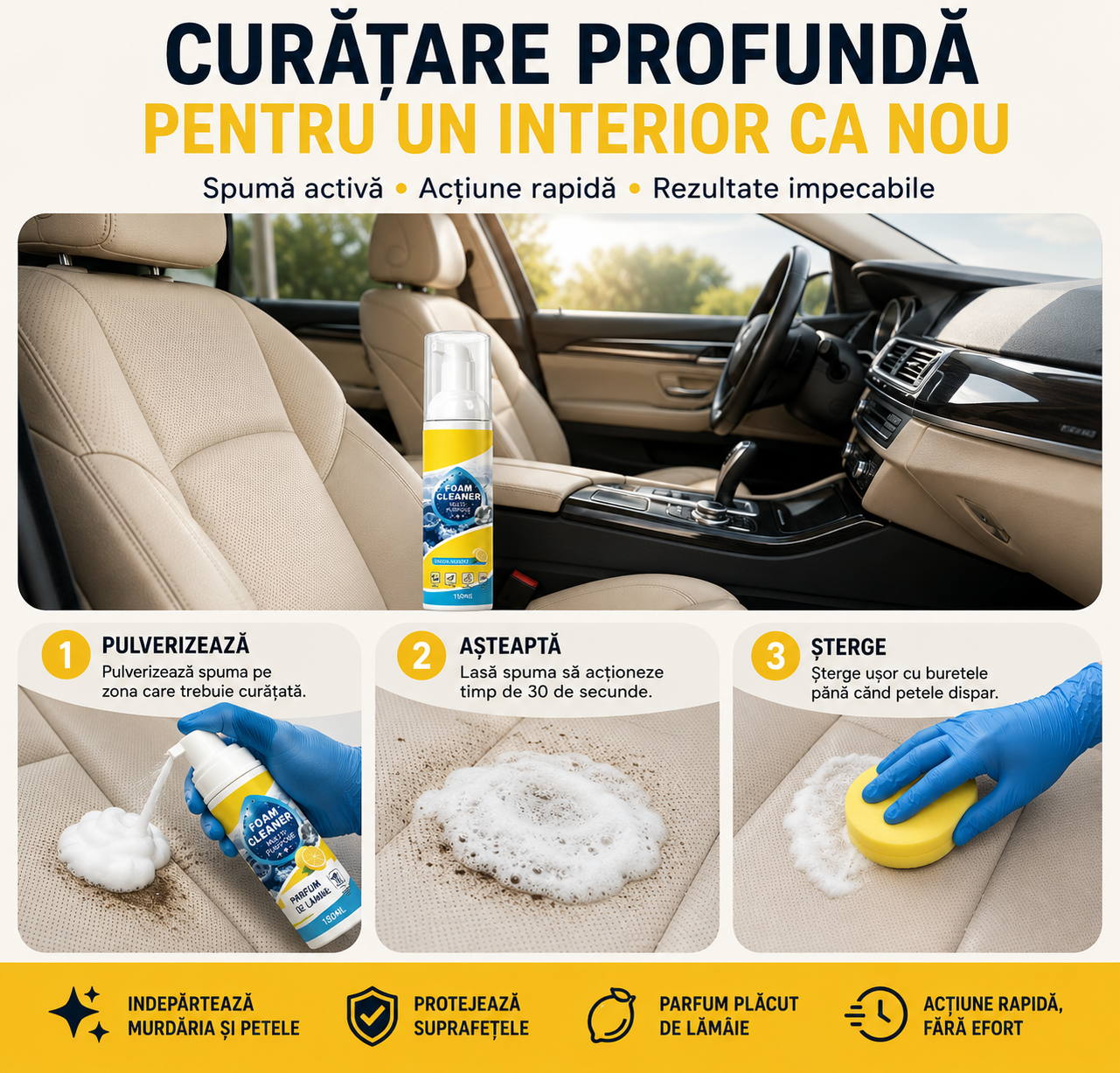 FoamPro™ 3-în-1 — Spumă Activă Multi-Suprafețe