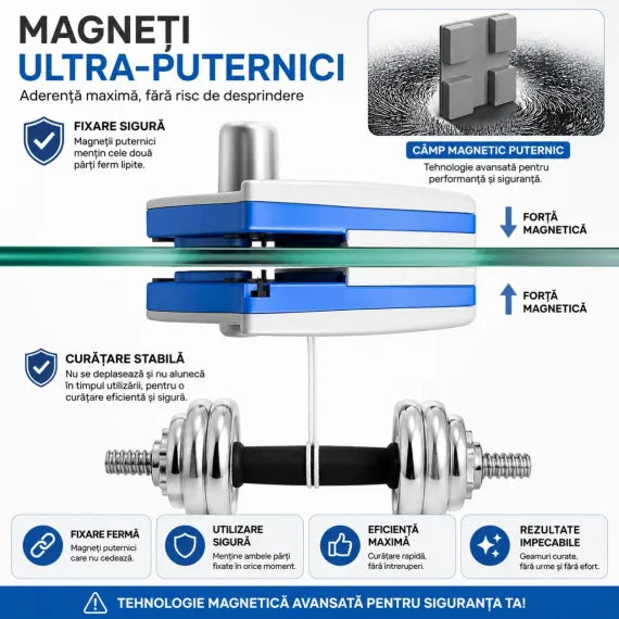 MagnetiClean™ — Curățător Magnetic Geamuri (Dublă Față)