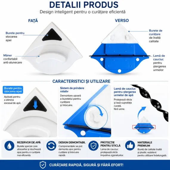MagnetiClean™ — Curățător Magnetic Geamuri (Dublă Față)